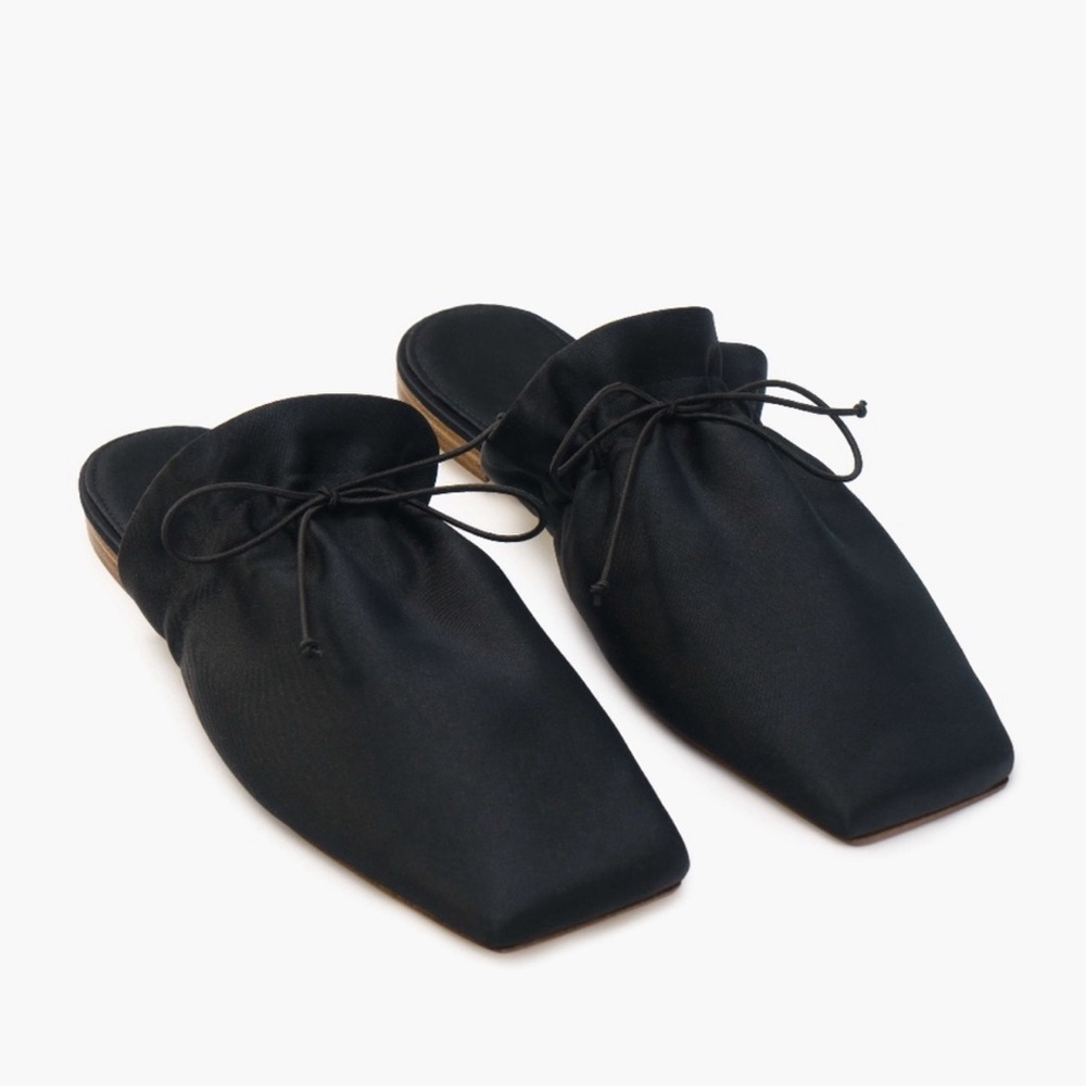 Sleeper Puff Bow-Detailed Satin Slippers